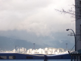 Clouds, mountains, North Vancouver and train